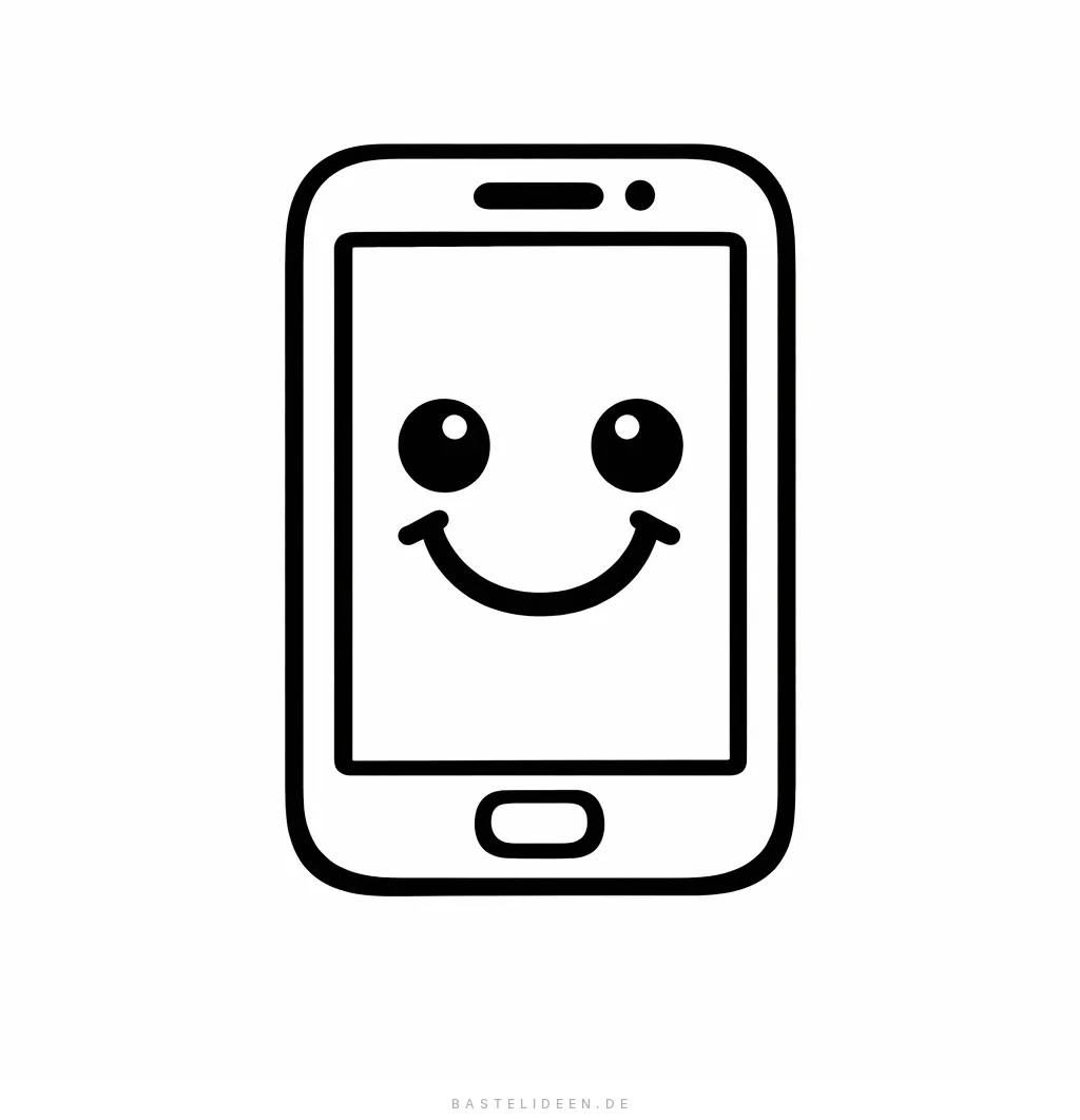 Einfaches Smartphone mit großem Smiley auf dem Bildschirm