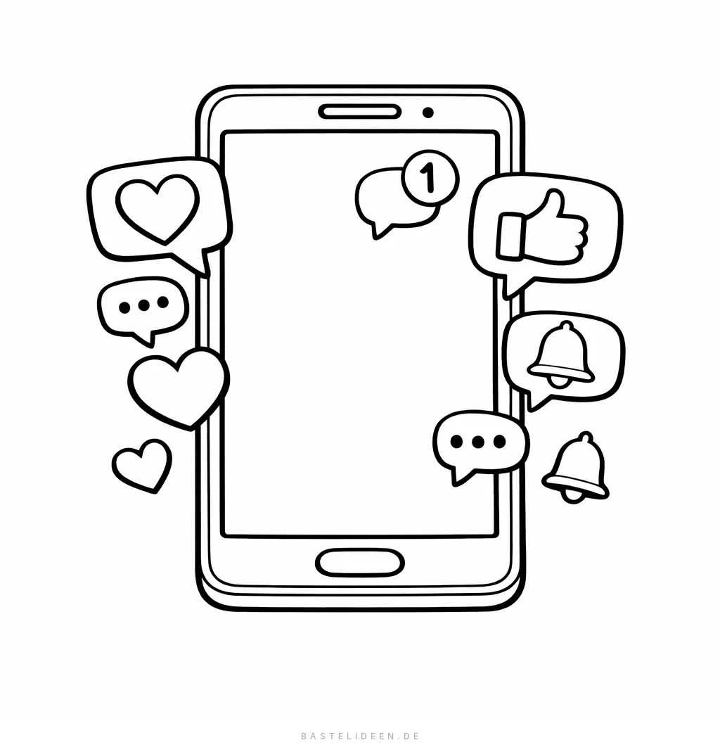 Smartphone mit bunten Social-Media-Icons auf dem Bildschirm