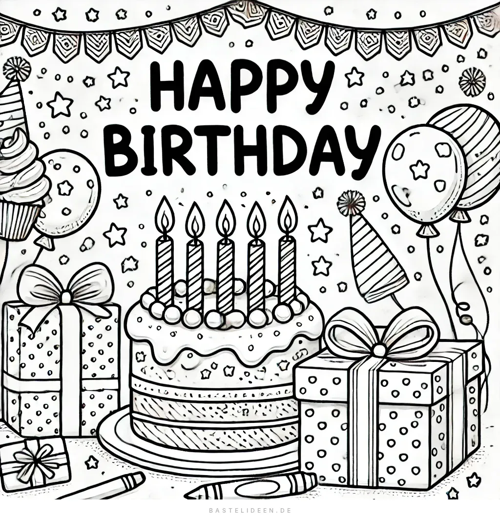 Happy Birthday Schriftzug mit Partydeko