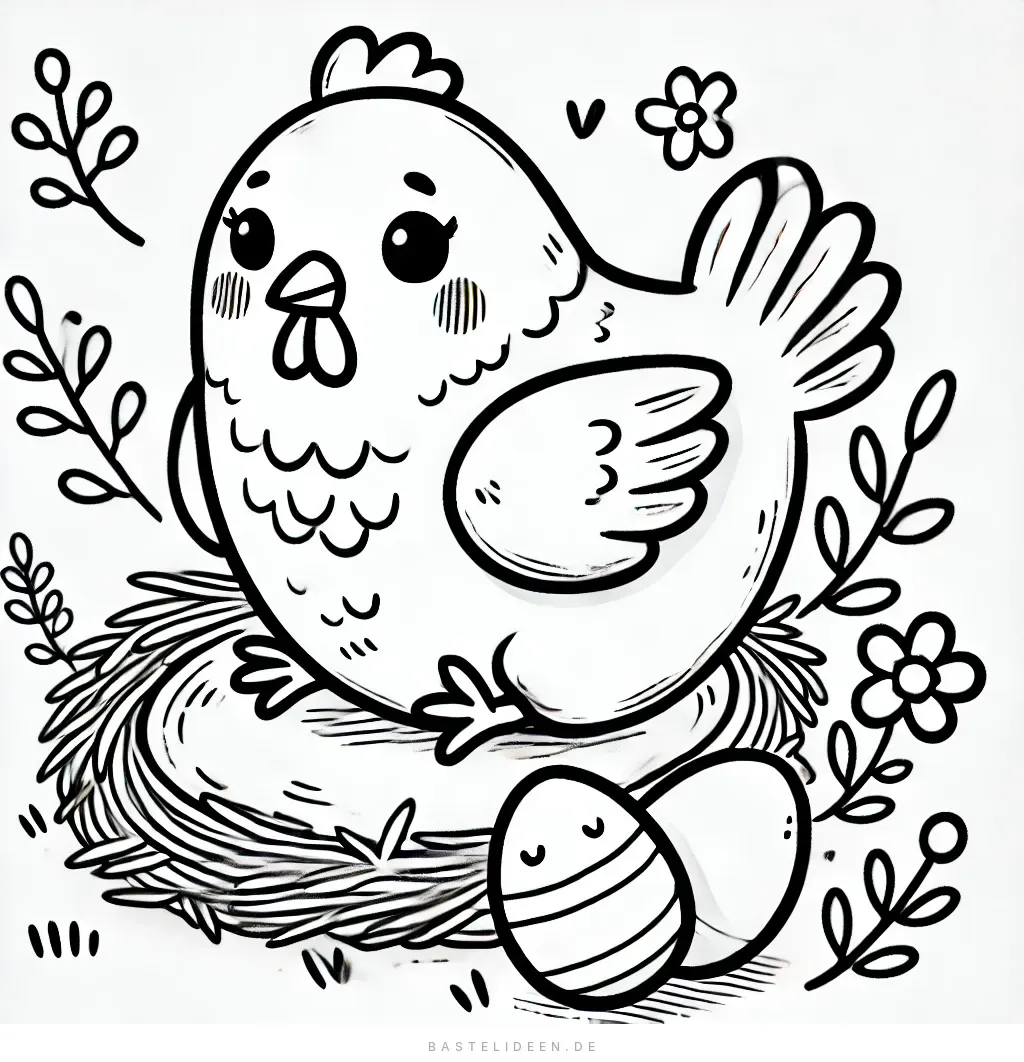 Gemütliche Henne und ihre Eier