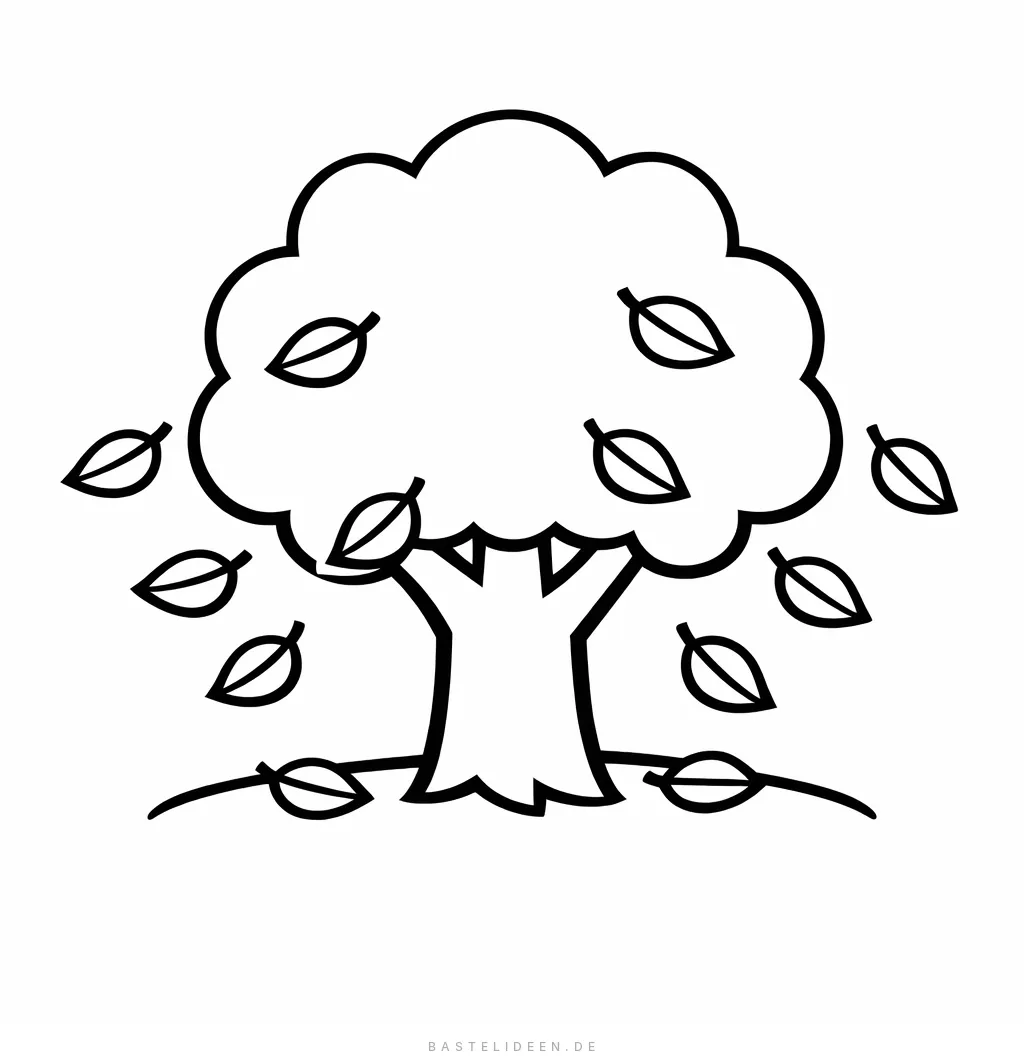 Baum mit vielen fallenden Herbstblättern