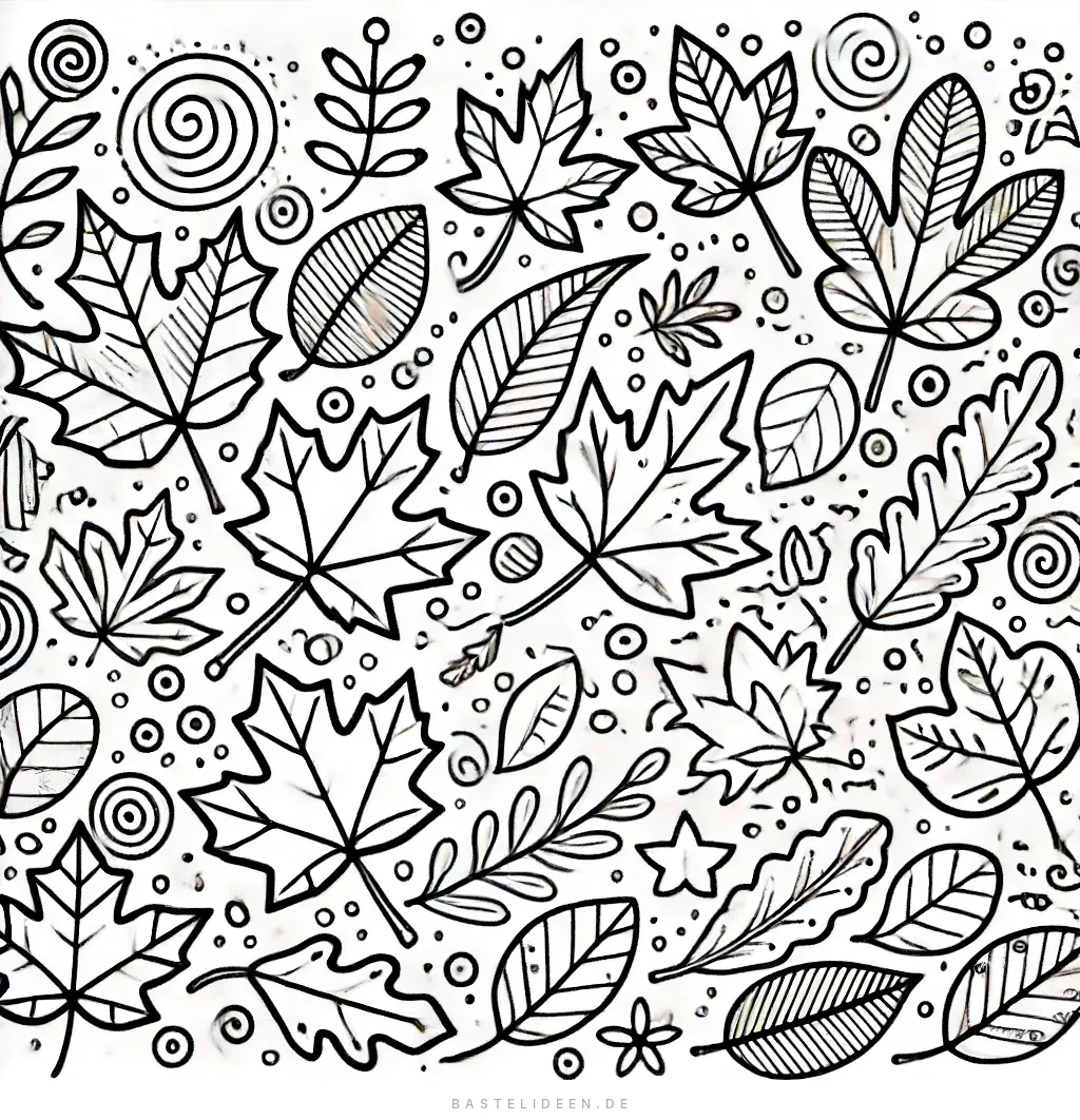 Kunstvoll illustrierte Blätter mit Wirbeln und Punkten