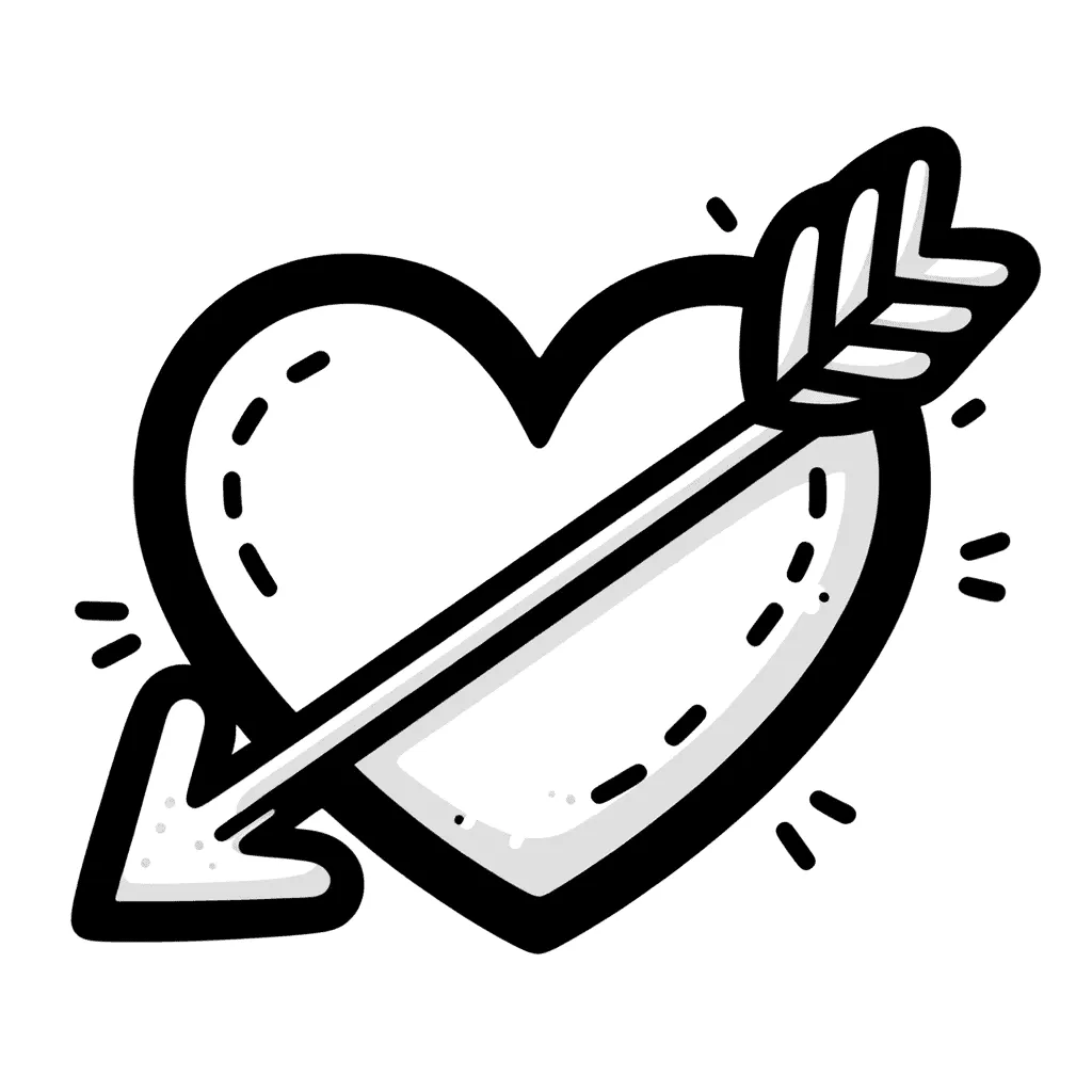 Herz durchbohrt von Amors Pfeil