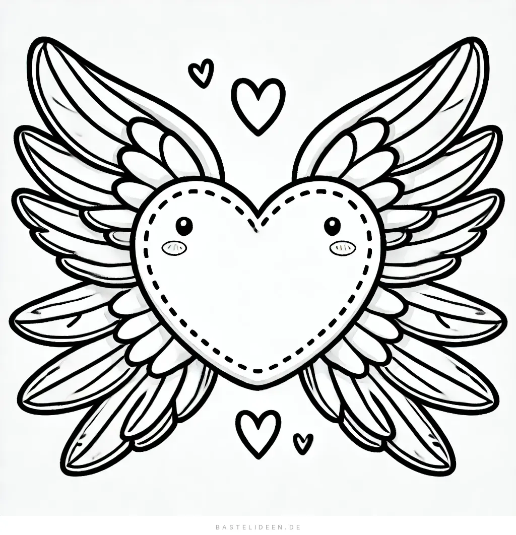 Niedliches Herz mit Flügeln und freundlichem Gesicht