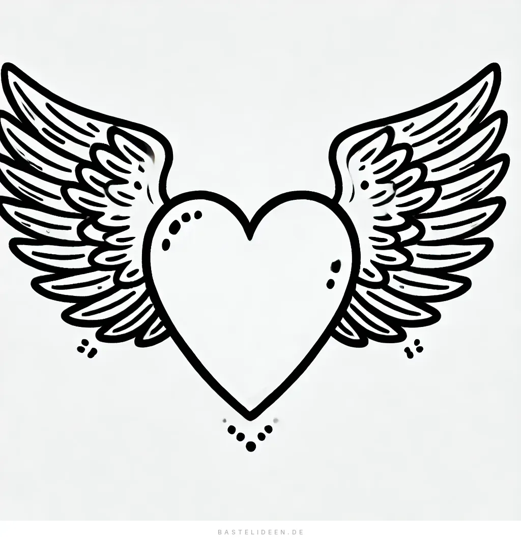 Schlichtes Herz mit ausgebreiteten Flügeln