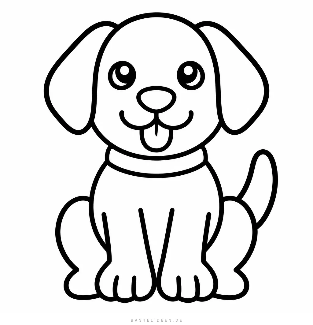 Sitzender Hund mit Schlappohren und Halsband
