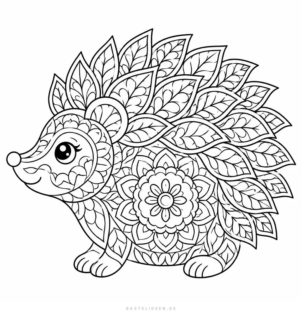 Igel aus Mandala-Mustern mit Stacheln aus ornamentalen Blättern