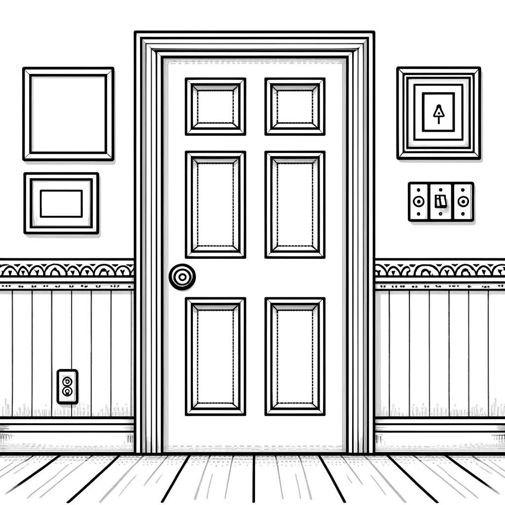 Klassische Innentür mit Paneeldesign und Zierleisten