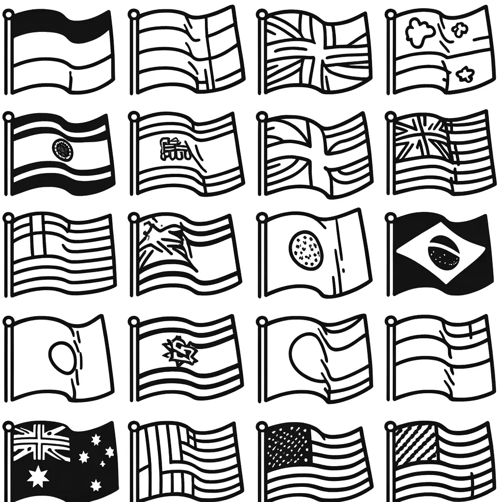 Internationale Flaggen aus aller Welt