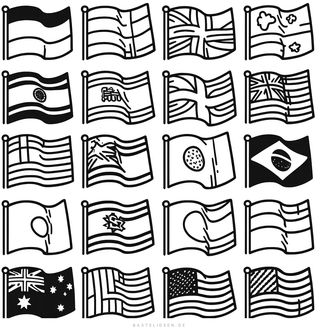 Internationale Flaggen aus aller Welt