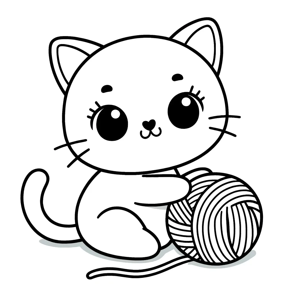 Niedliches Kätzchen spielt mit Wollknäuel