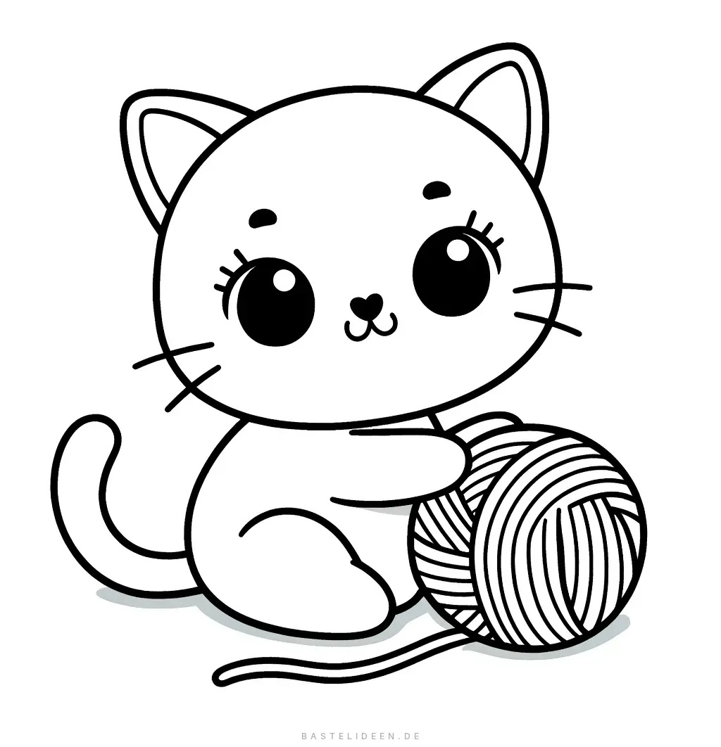 Niedliches Kätzchen spielt mit Wollknäuel