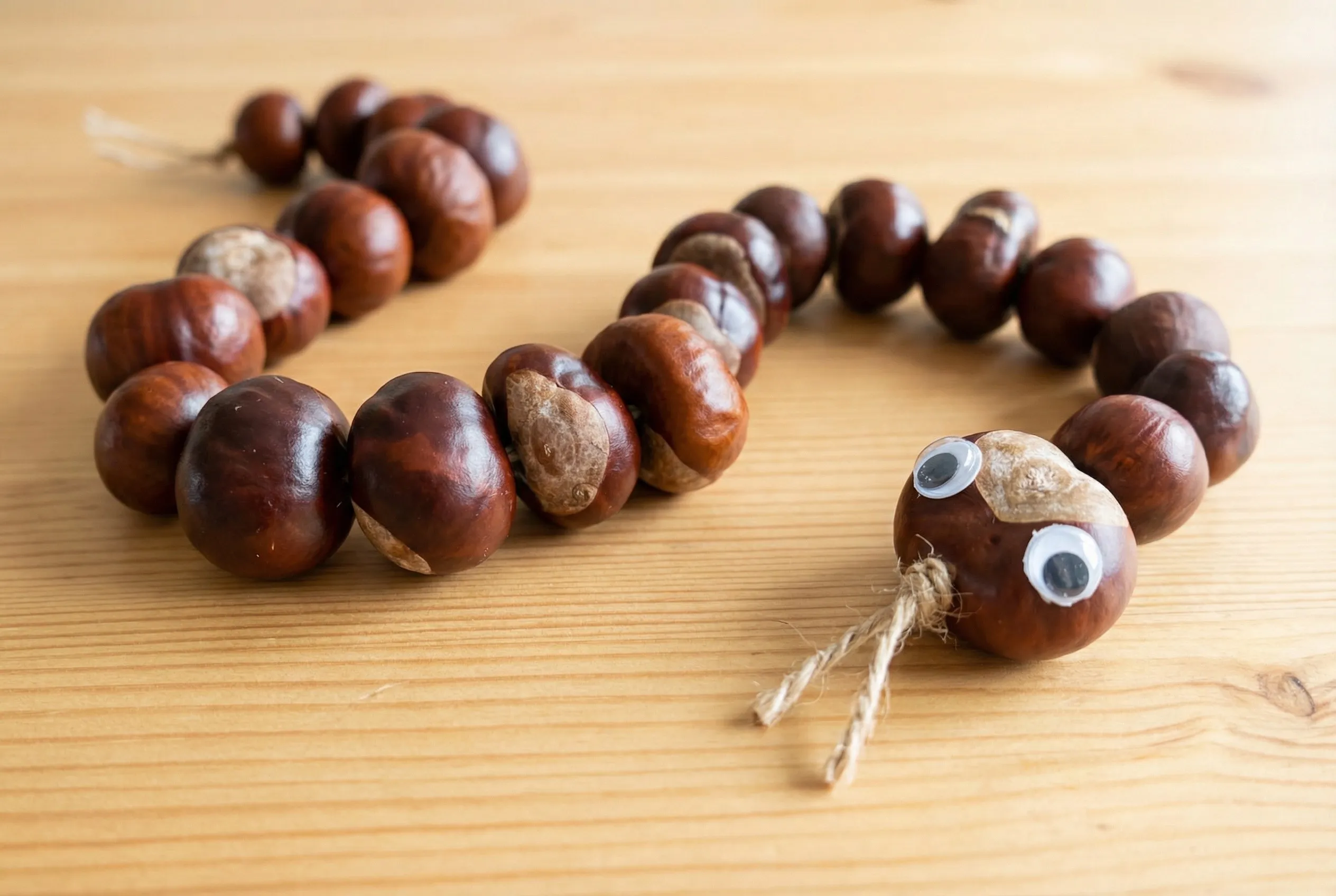 Kastanienschlange basteln mit Kindern