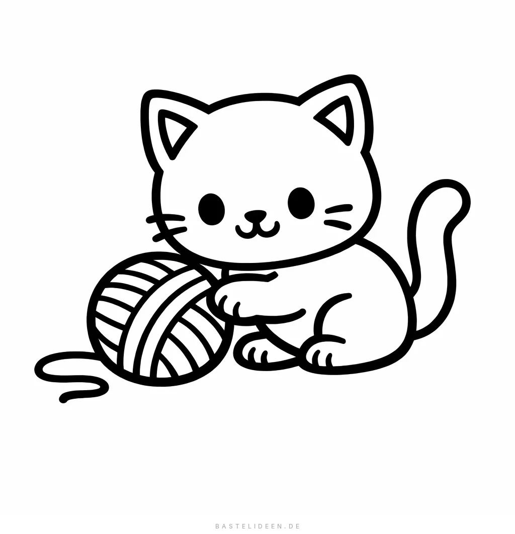 Niedliches Kätzchen spielt mit einem Wollknäuel