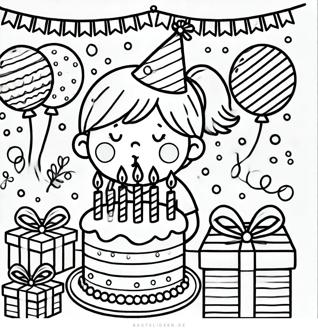 Kind pustet Kerzen auf Geburtstagstorte aus