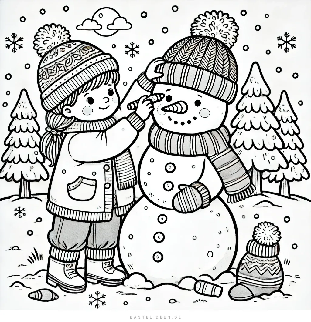 Kind baut Schneemann im Wintergarten