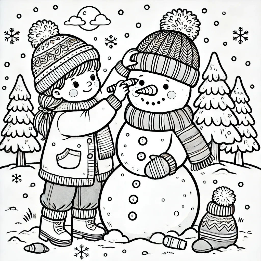 Kind baut Schneemann im Wintergarten