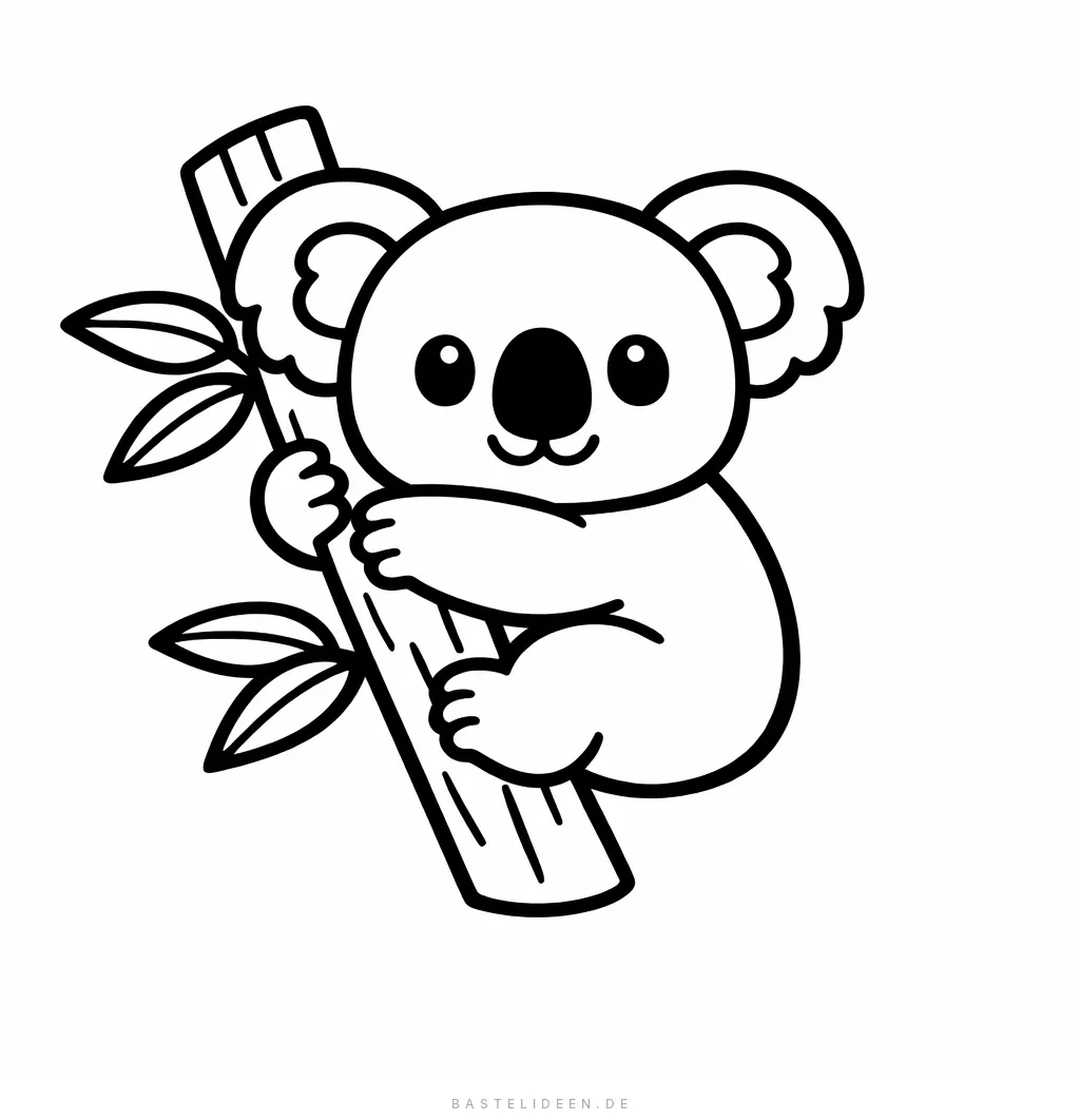 Süßer Koala umarmt Eukalyptus-Ast