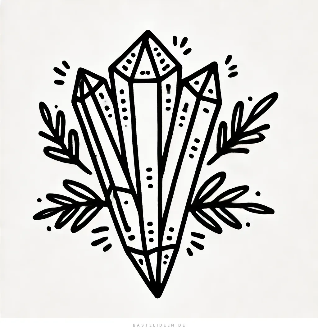 Kristall-Cluster umgeben von zarten Blättern