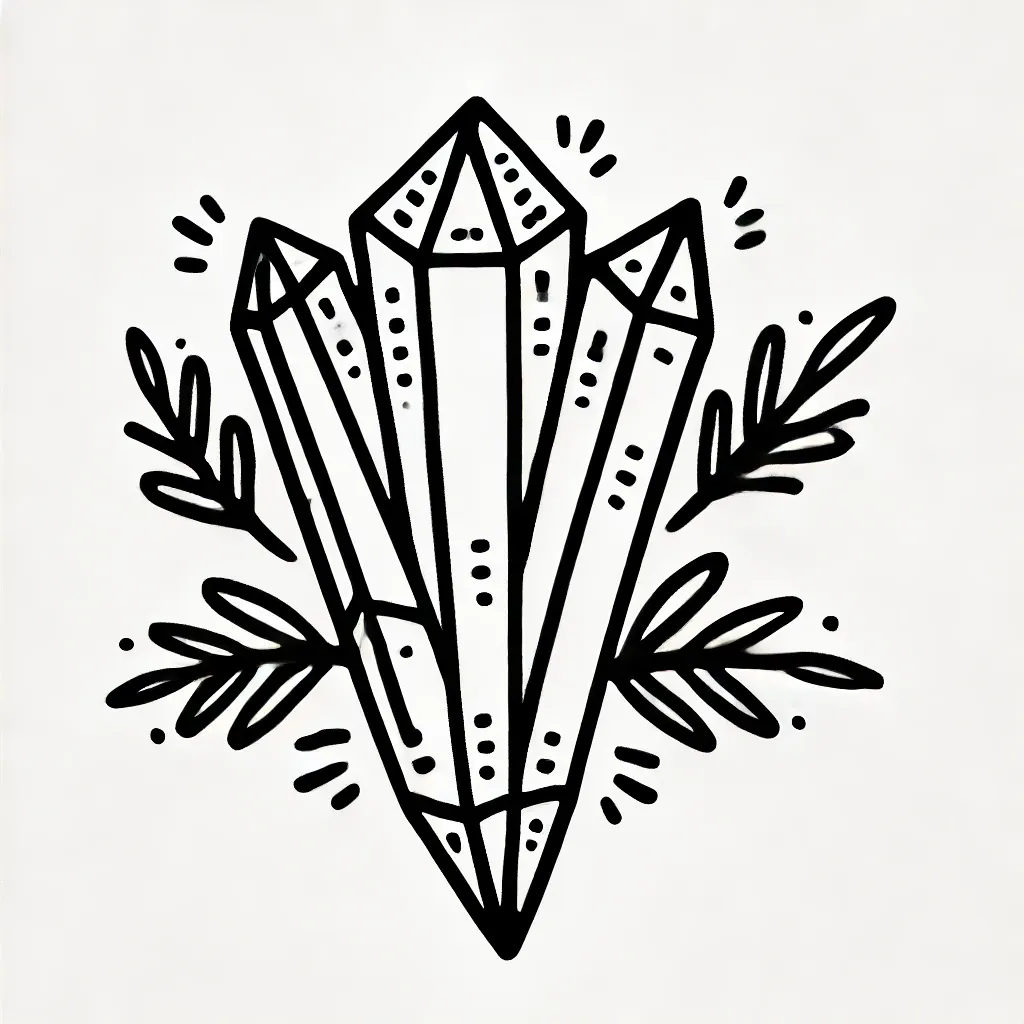 Kristall-Cluster umgeben von zarten Blättern