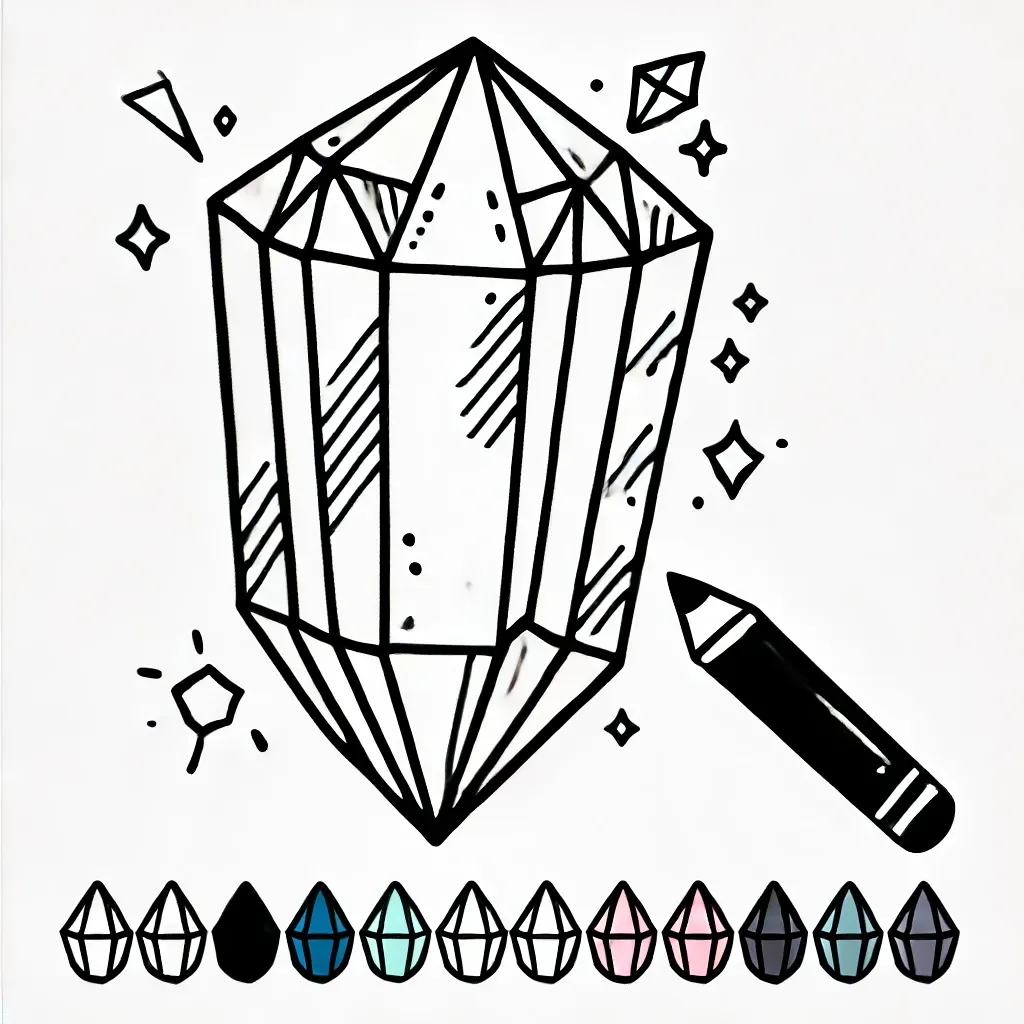 Kristall mit funkelnden Sternen und geometrischen Formen