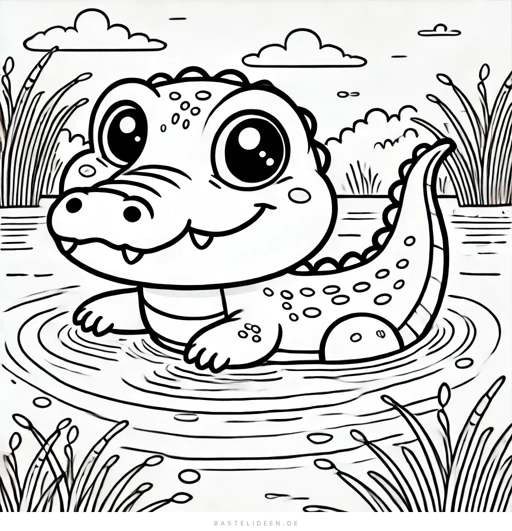 Krokodil schwimmend im Teich