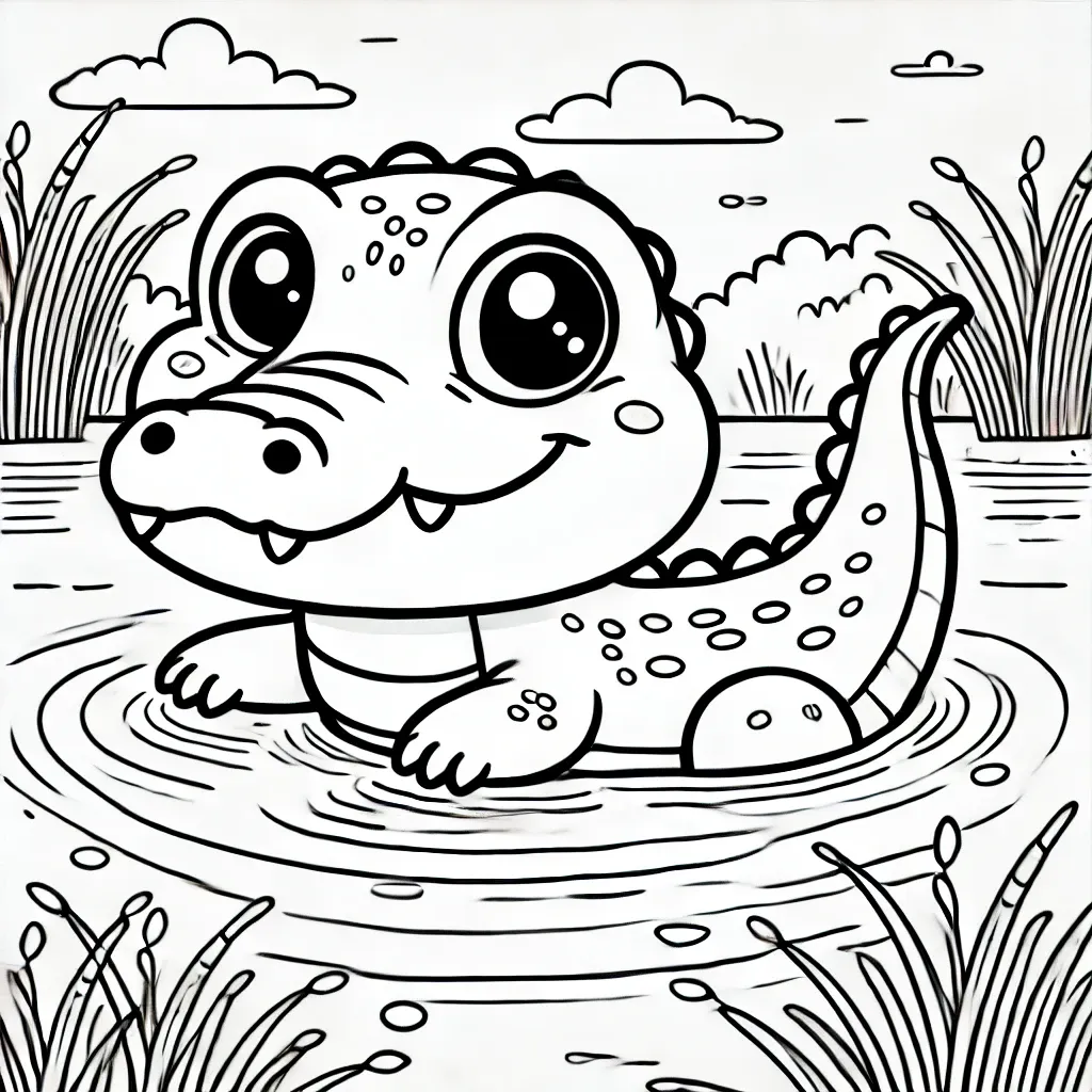 Krokodil schwimmend im Teich