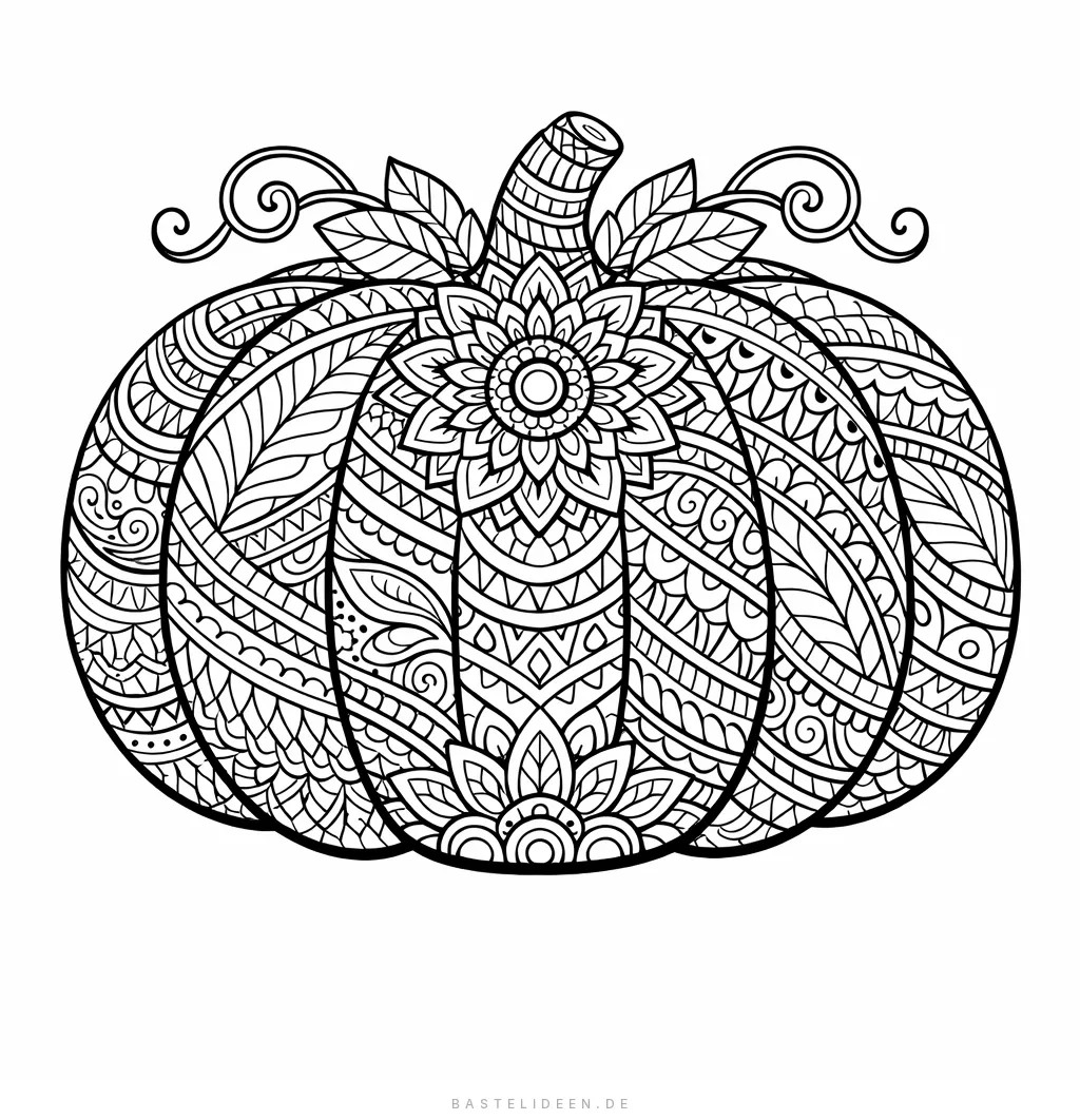 Kürbis gefüllt mit meditativen Zentangle-Mustern