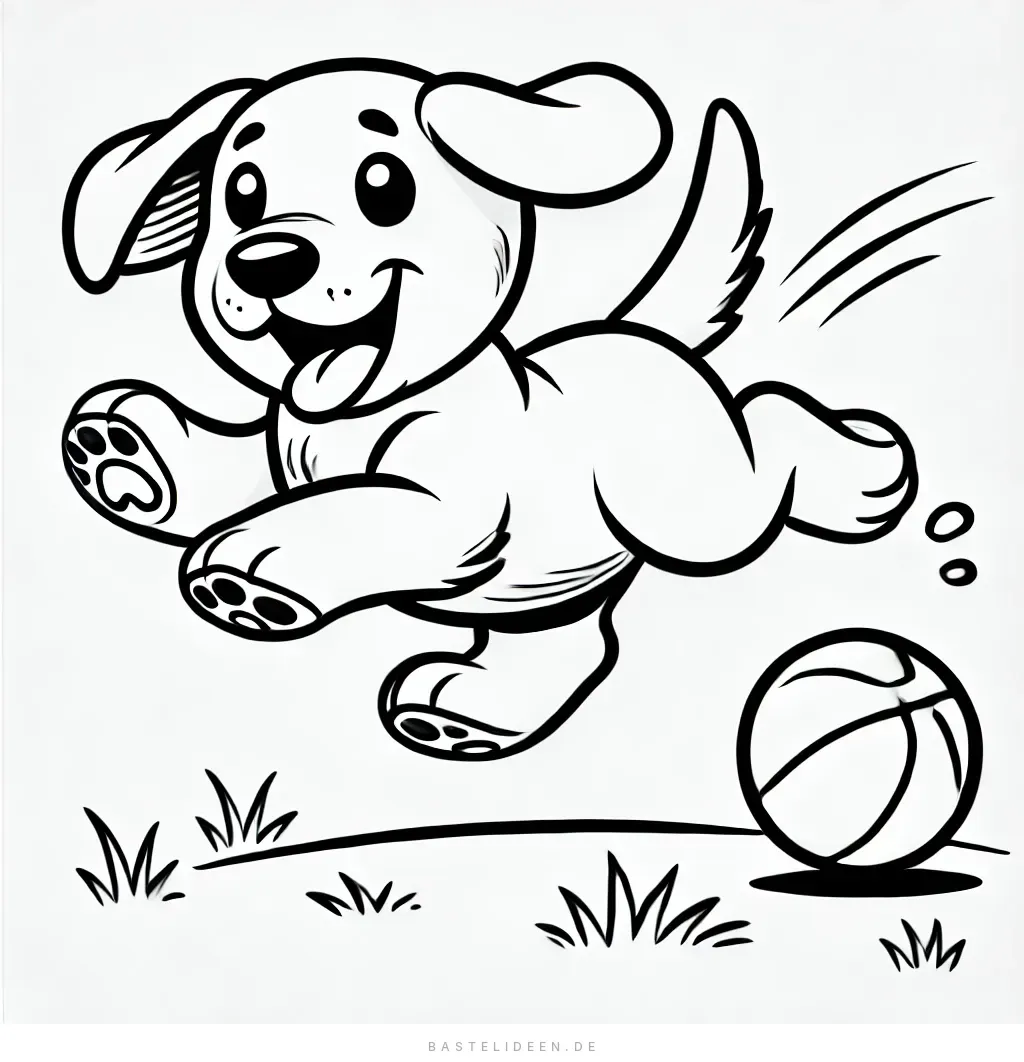 Labrador-Welpe springt fröhlich nach einem Ball
