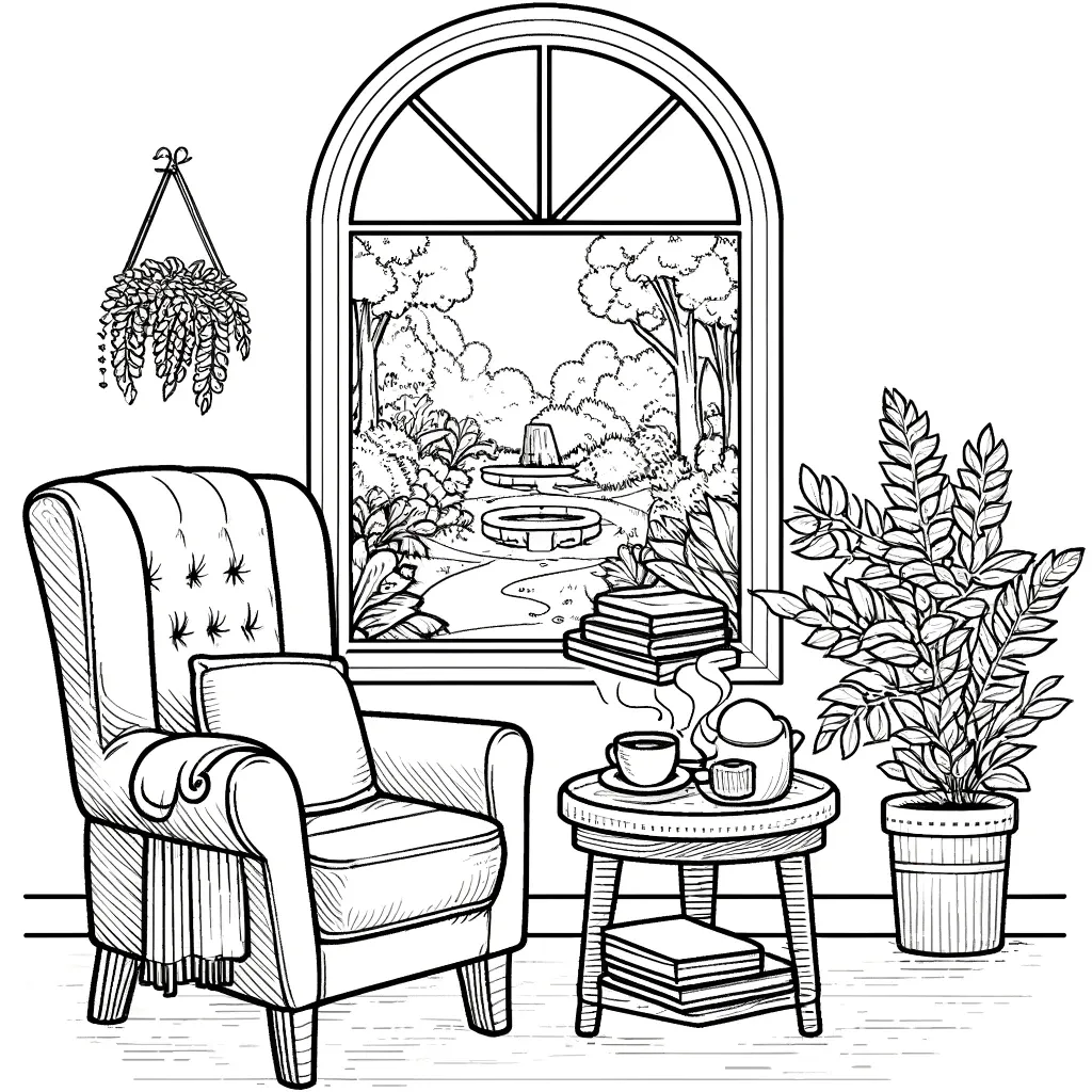 Gemütliche Leseecke mit Gartenblick