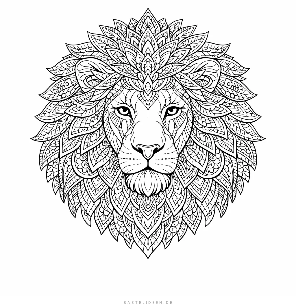 Löwenkopf mit kunstvoller Mandala-Mähne