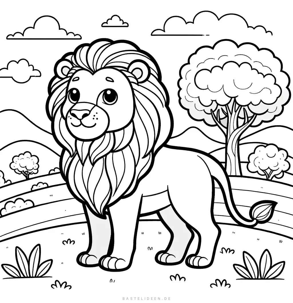 Freundlicher Löwe mit majestätischer Mähne in der Savanne