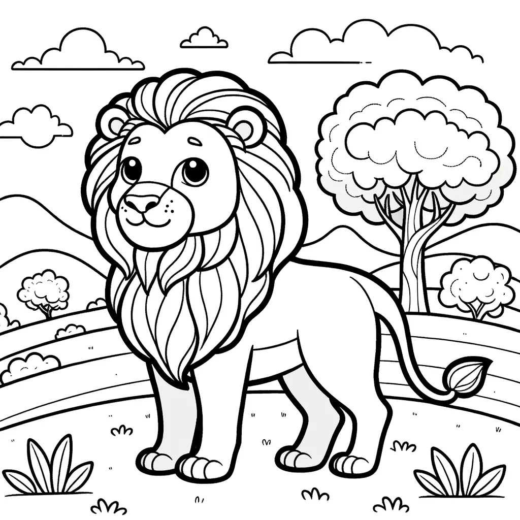 Freundlicher Löwe mit majestätischer Mähne in der Savanne