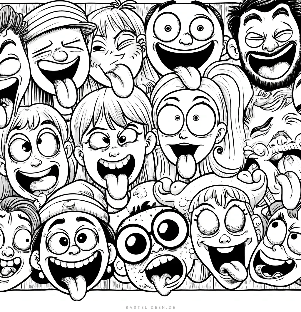 Sammlung lustiger Gesichter mit witzigen Ausdrücken