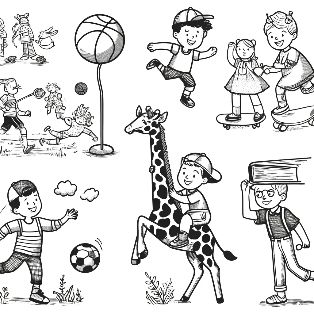 Kinder bei verschiedenen lustigen Aktivitäten