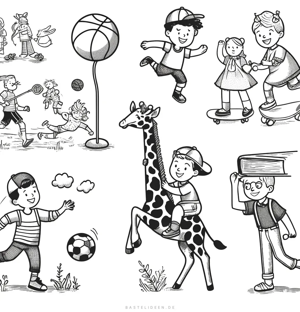 Kinder bei verschiedenen lustigen Aktivitäten