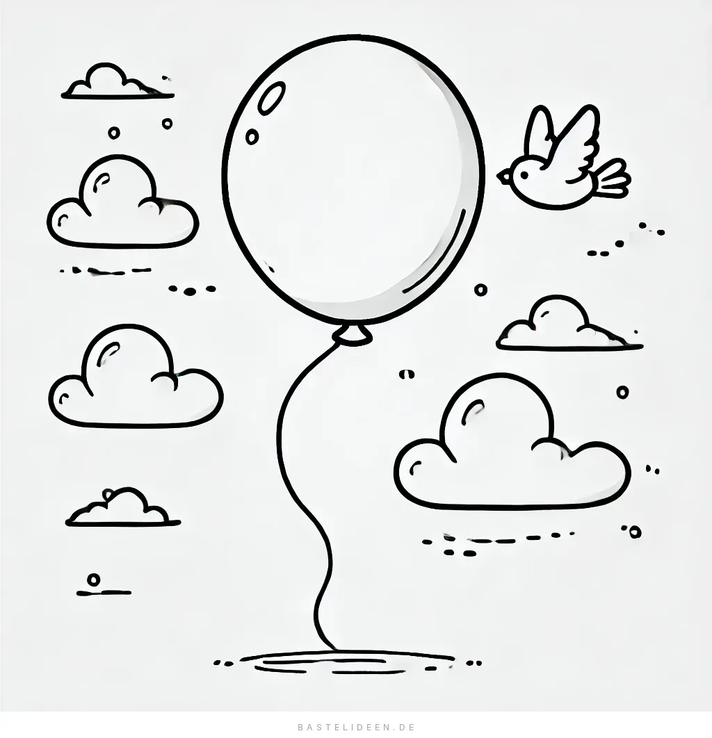 Einsamer Ballon schwebt friedlich am Himmel mit Wolken