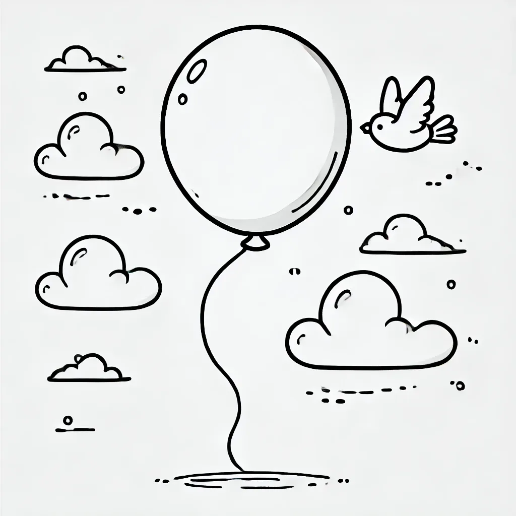 Einsamer Ballon schwebt friedlich am Himmel mit Wolken