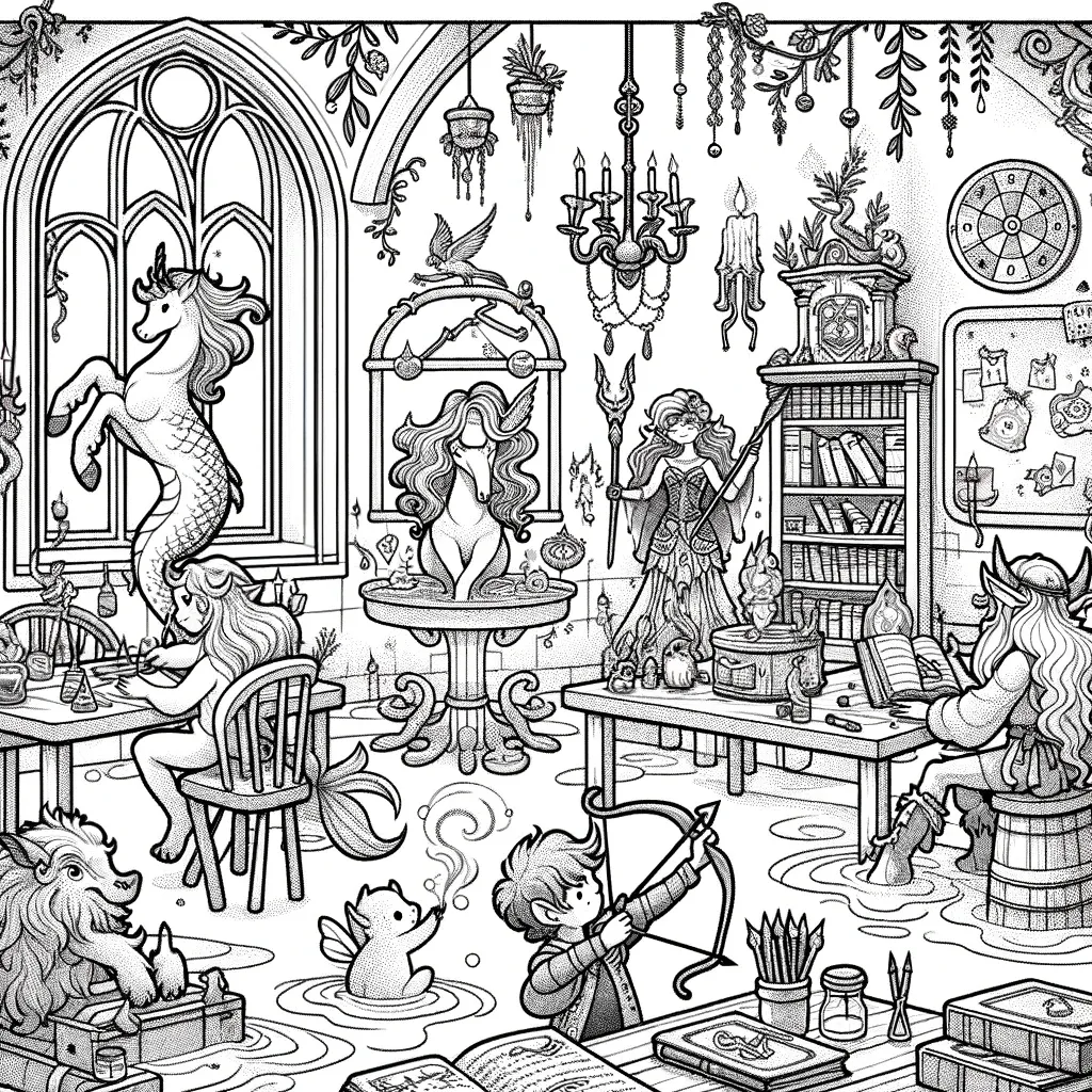 Verzaubertes Klassenzimmer mit Feen und Einhörnern