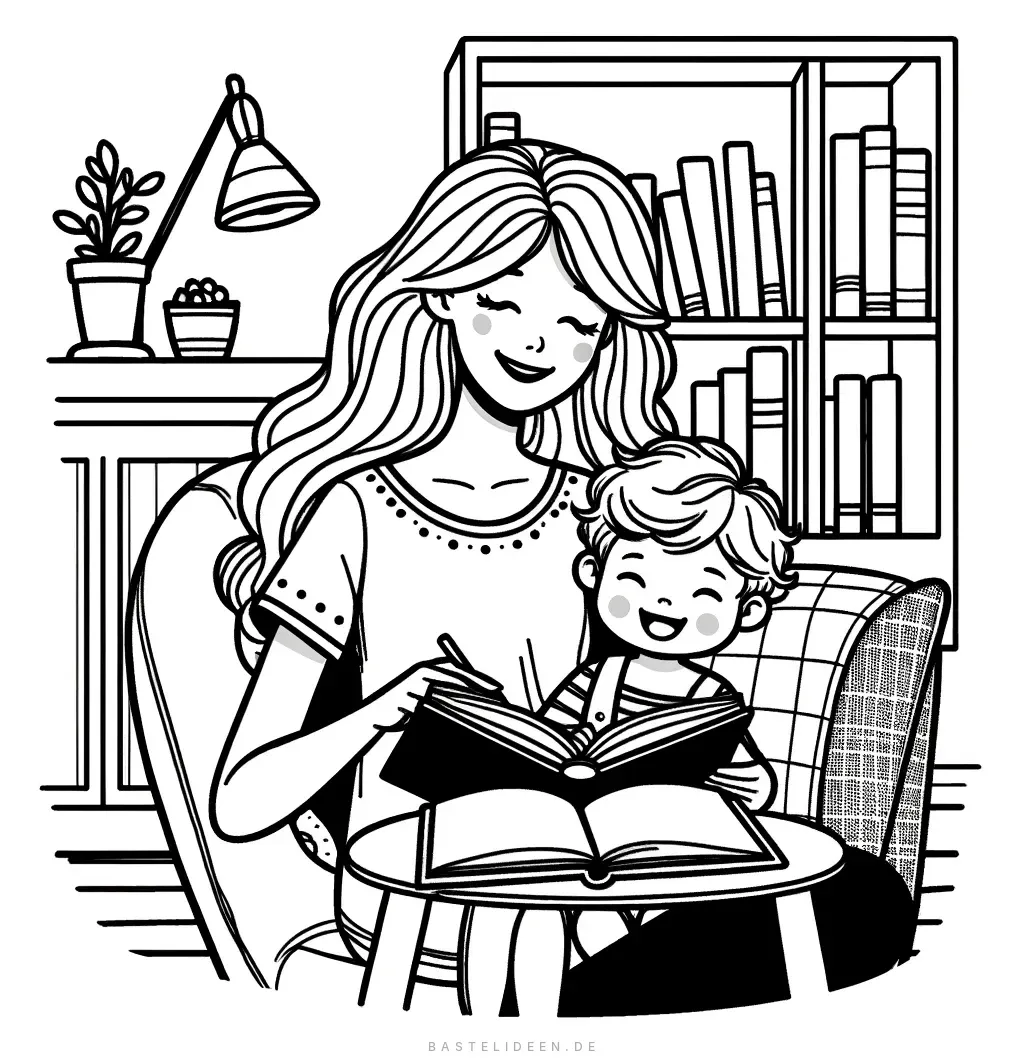 Mutter und Kind lesen gemeinsam ein Buch im gemütlichen Raum