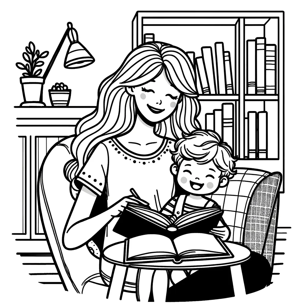 Mutter und Kind lesen gemeinsam ein Buch im gemütlichen Raum