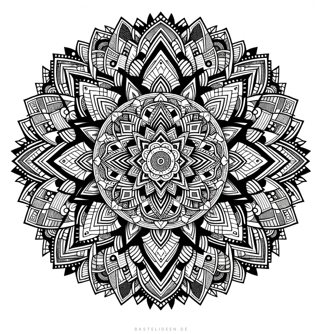 Symmetrisches Mandala mit komplexen geometrischen Mustern