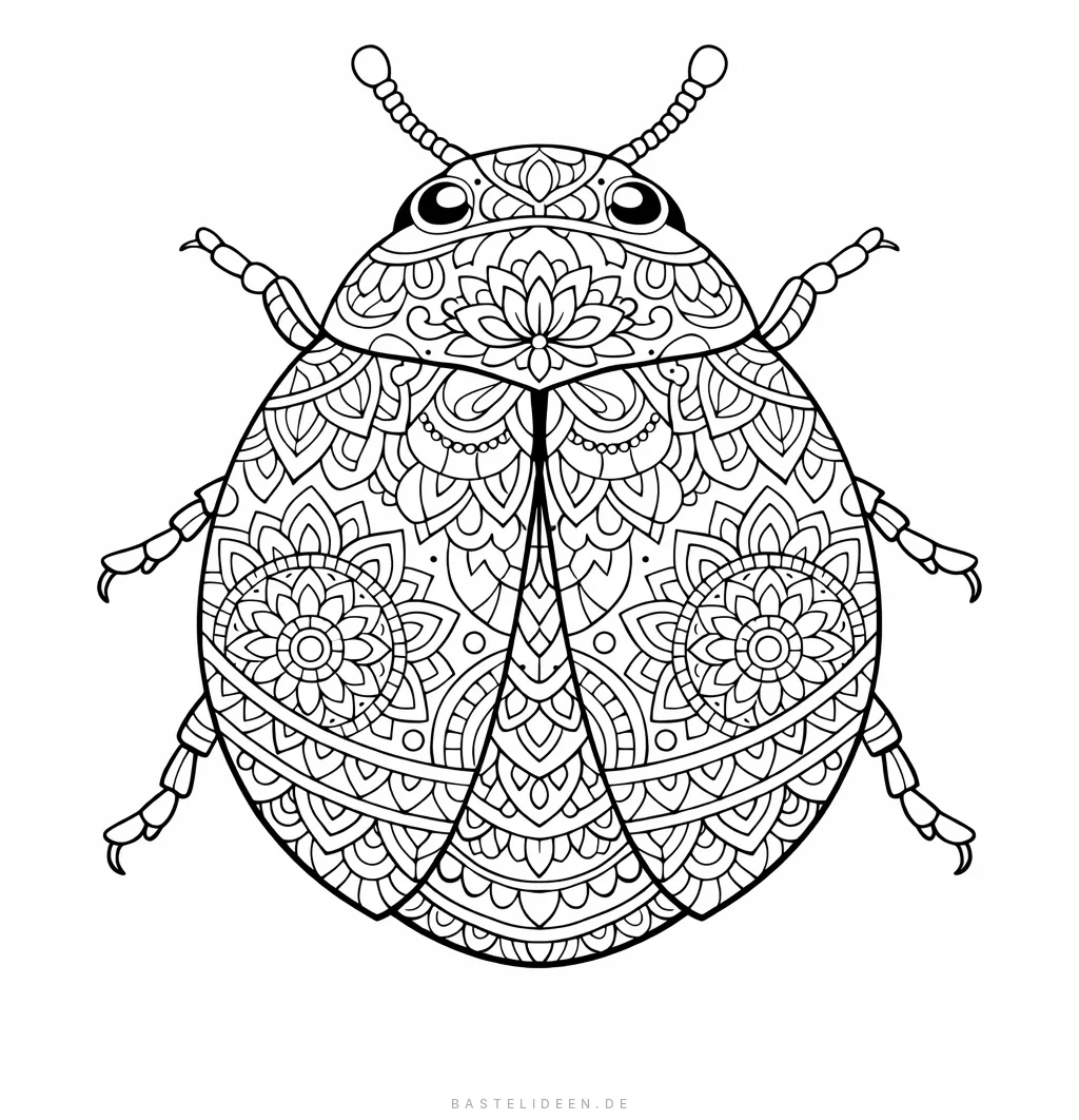 Detaillierter Marienkäfer mit kunstvollen Zentangle- und Mandala-Mustern