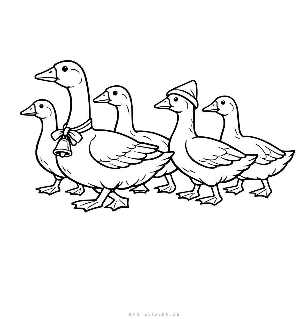 Gruppe von Martinsgänsen watschelt zusammen