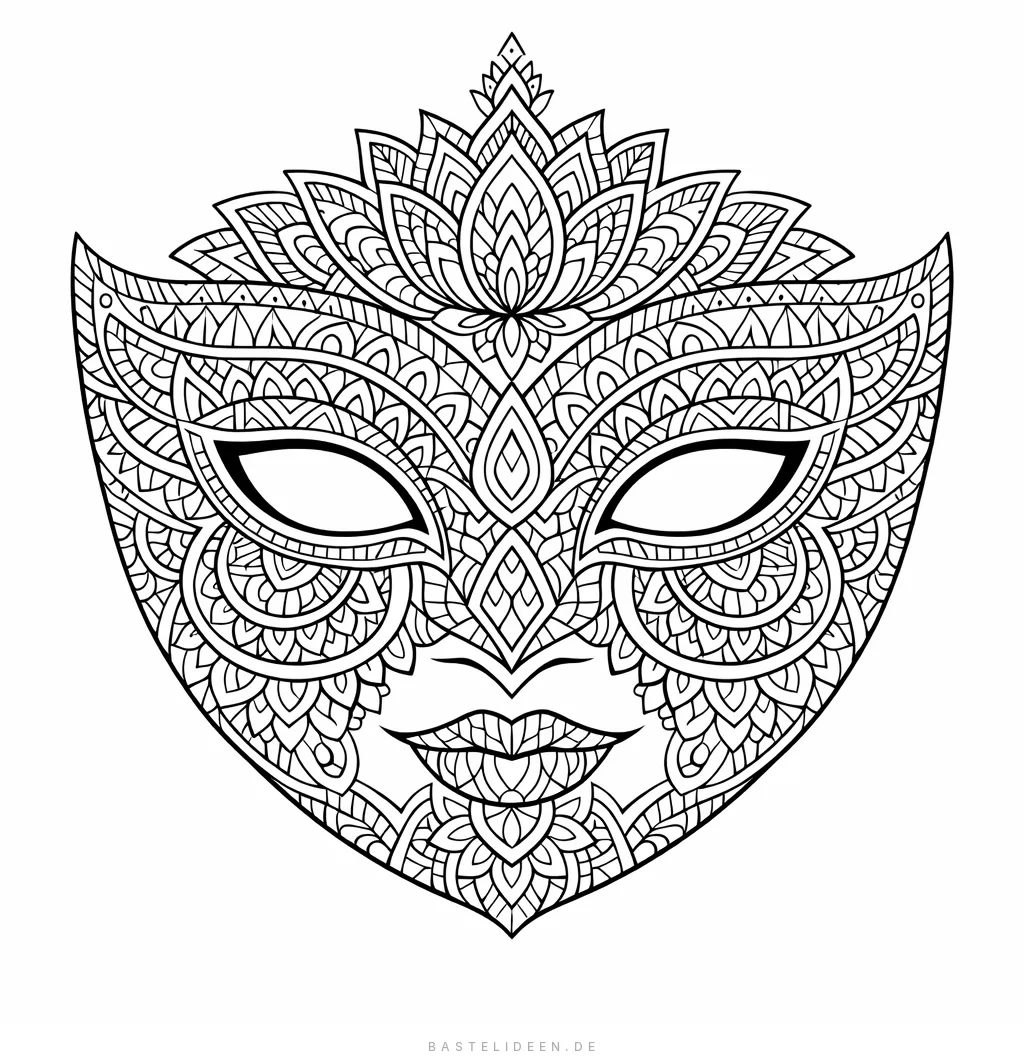 Kunstvolle Maske gefüllt mit Mandala-Mustern und geometrischen Designs