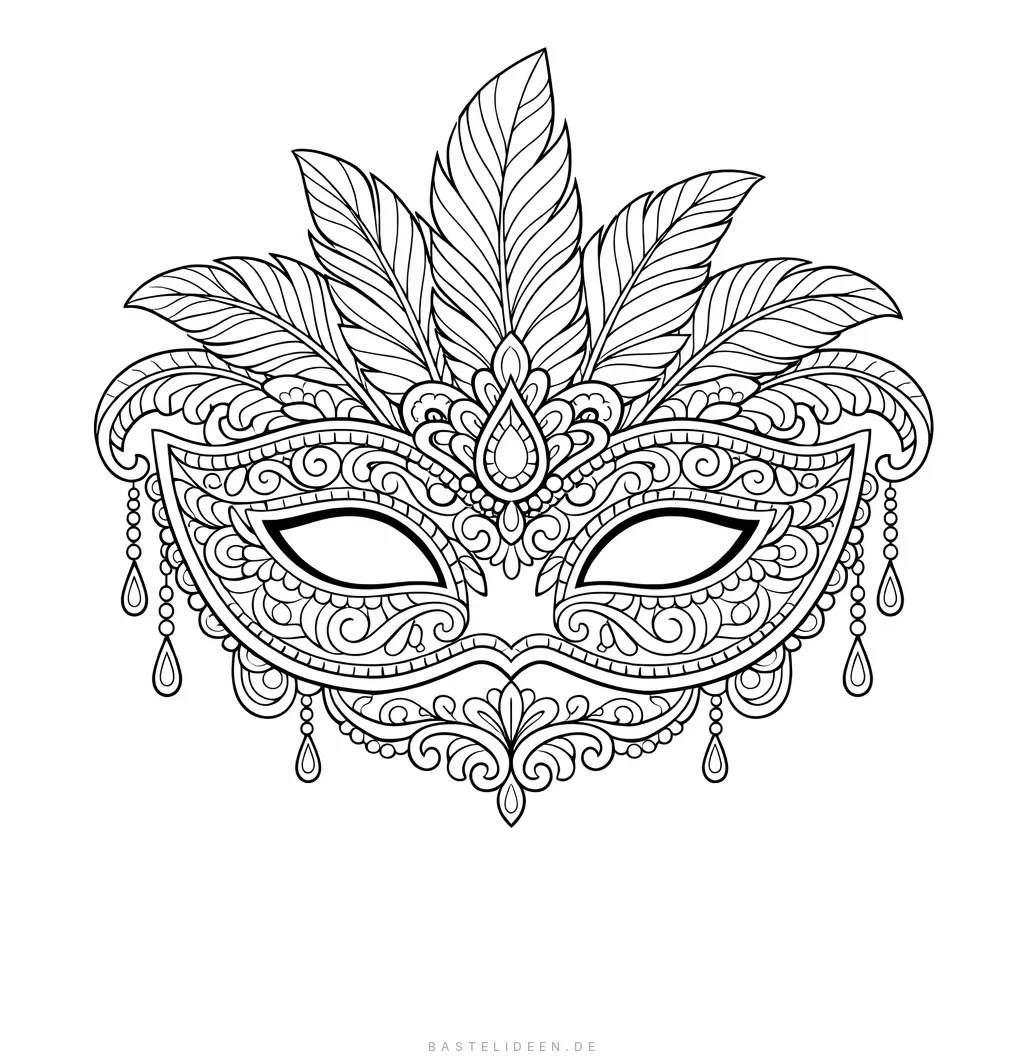Elegante Maskenball-Maske mit Federn und ornamentalen Details