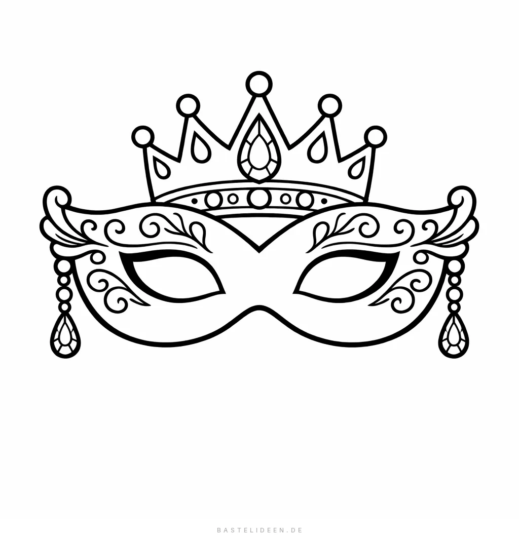 Elegante Prinzessinnen-Maske mit Krone und Verzierungen