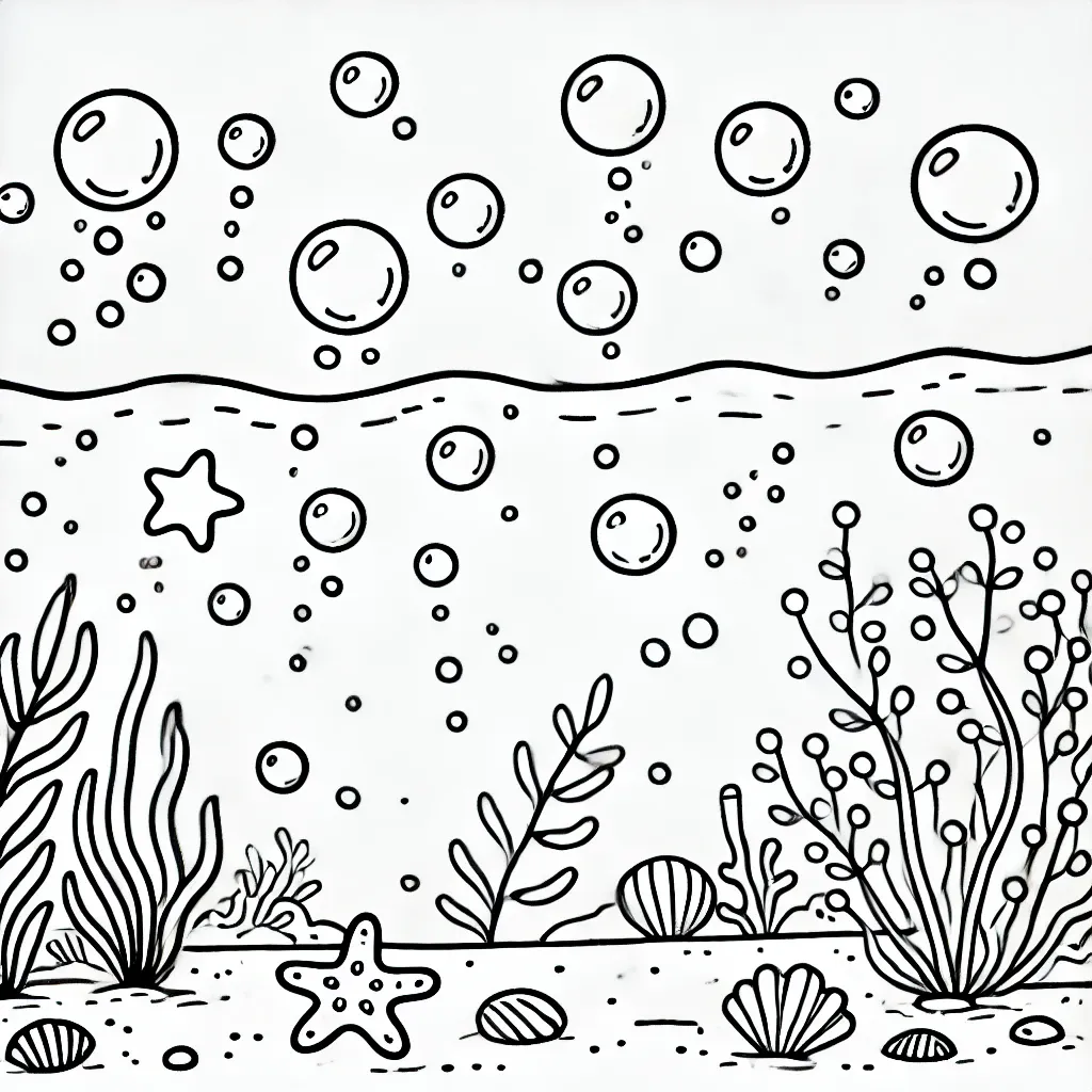 Einfacher Meeresboden mit Seegras und aufsteigenden Blasen