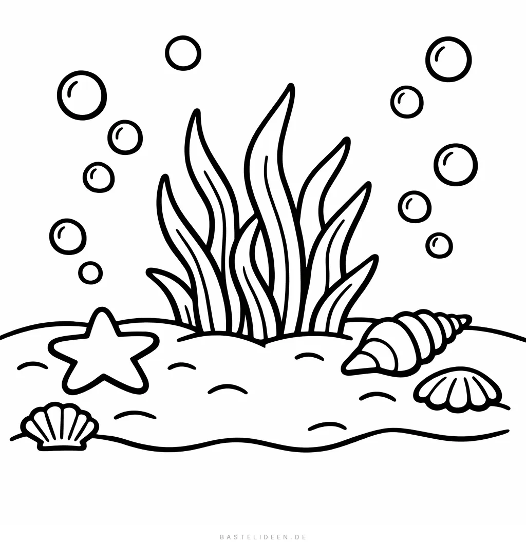 Einfacher Meeresboden mit Seegras und aufsteigenden Blasen