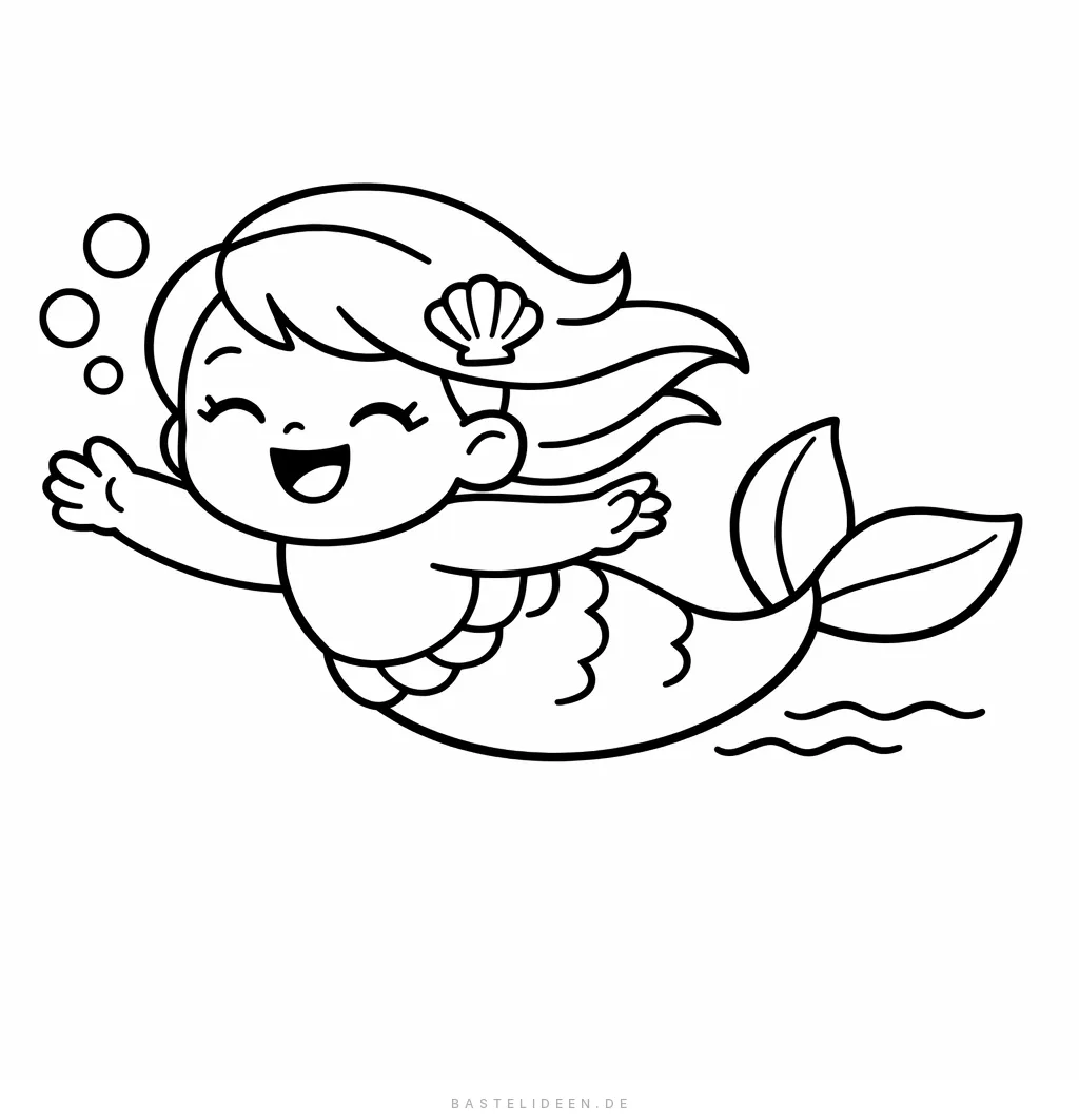 Kleine Baby-Meerjungfrau schwimmt fröhlich